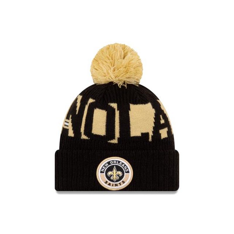 NFL New Orleans Saints Cold Weather Sport Knit (BNQ0605) - Black New Era Beanies